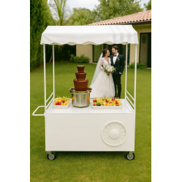 Carrito blanco para eventos, candy bar o bebidas