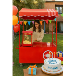 Carrito rojo para eventos y candy bar
