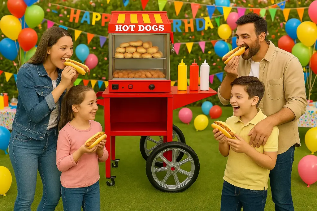 ALQUILER MÁQUINA HOTDOG CON CARRITO -AUTOSERVICIO BARCELONA
